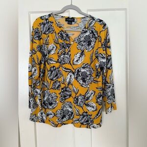 NWOT Liz Claiborne Yellow Floral Blouse